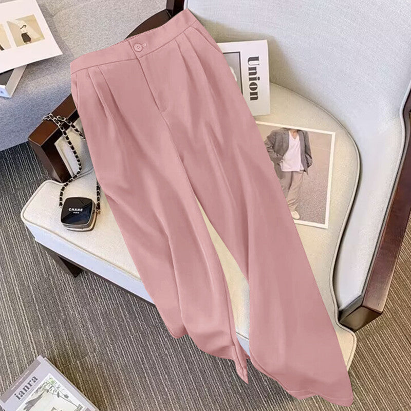2024 Spring and Autumn New Straight Leg Wide Leg Pants Women's chubby girl Casual High Waist Pants Sag Casual Slimming Loose