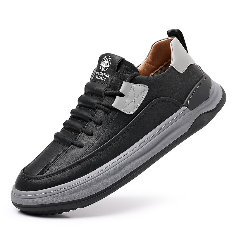 Autumn and Winter Men's New Sneakers, Thick-Soled Casual Shoes, Breathable Leather Shoes, Men's Trendy Sports Shoes, Versatile Men's Shoes Wholesale