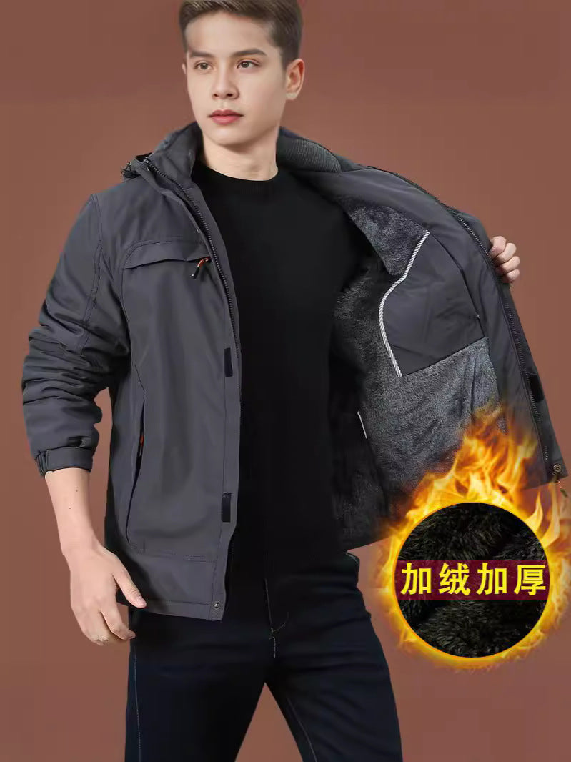 Men's Jacket, Cotton Coat, Nylon Composite Fabric, Casual Cotton Coat, Quick-Drying, Warm, Breathable, Winter Middle-Aged Men's Jacket
