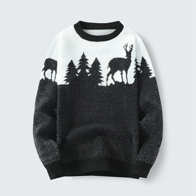 Round neck sweater factory spot on behalf of men's long sleeve jacquard round neck pullover base shirt youth sweater base