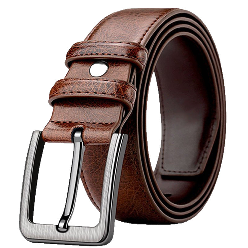Men's Retro Belt Alloy Buckle Belt Men's Trouser Belt Imitation Leather Leather Business Casual Middle-Aged Jeans Belt