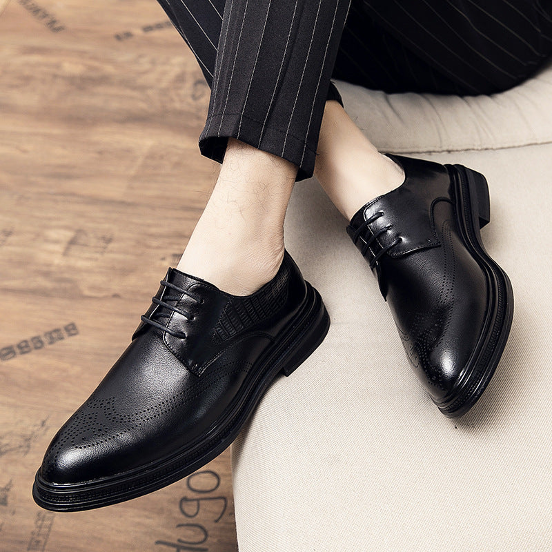 Brock Black Men's Shoes Soft Sole Soft Leather British Men's Formal Business Casual Small Leather Shoes Groom and Best Man Leather Shoes