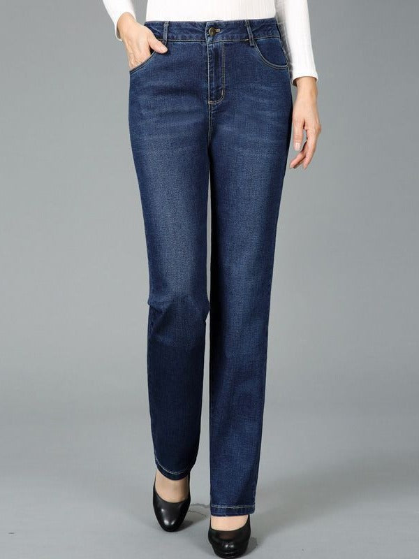 Mom's Jeans for Women 2026 Spring New High-Waisted Versatile Stretch Straight-Leg Pants Loose Long Pants for Middle-Aged Women