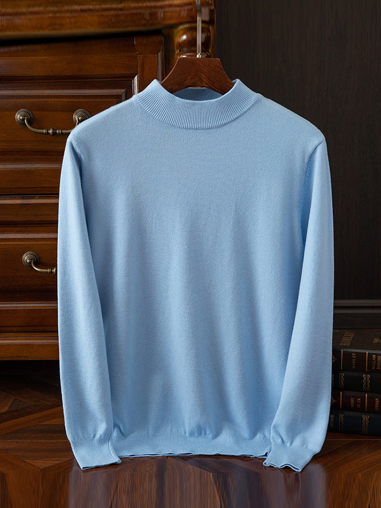 Autumn and winter semi-high collar men's pullover base sweater casual business loose fashion solid color long sleeve Andy velvet sweater