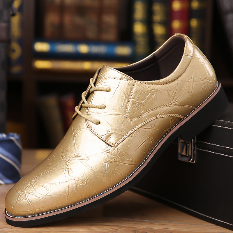 Cross-Border Men's Shoes Pointed Toe Lace-Up Multi-Color Wedding Business Party Banquet Office Formal Shoes Extra Large Size Leather Shoes