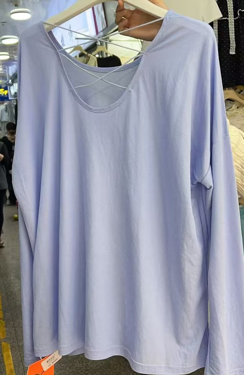 Long-Sleeved T-Shirt for Women Early Autumn 2025 New Design Niche Thin Backless Cross Top Bottoming Shirt Inner Wear