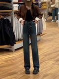 Straight Leg Jeans Women's 2024 Maillard Style Wearing Design Sense Narrow Wide Leg Jeans Women's High Waist Straight Leg Pants