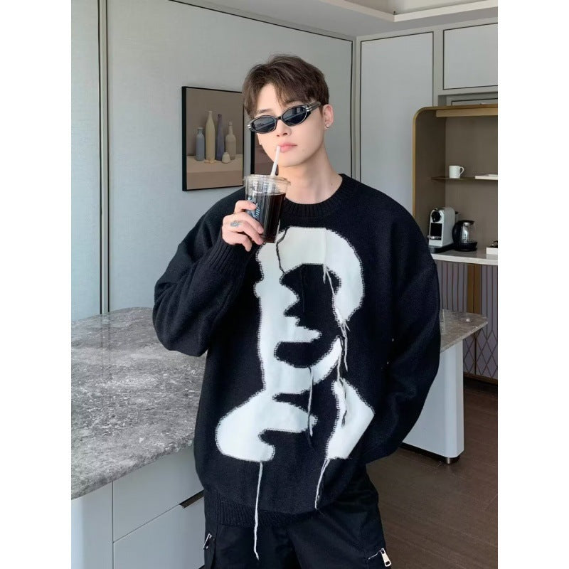 2024 Crewneck Sweater Autumn and Winter New Fashionable Men's and Women's Korean Style Lazy Fashionable Sweater Couple's Sweater