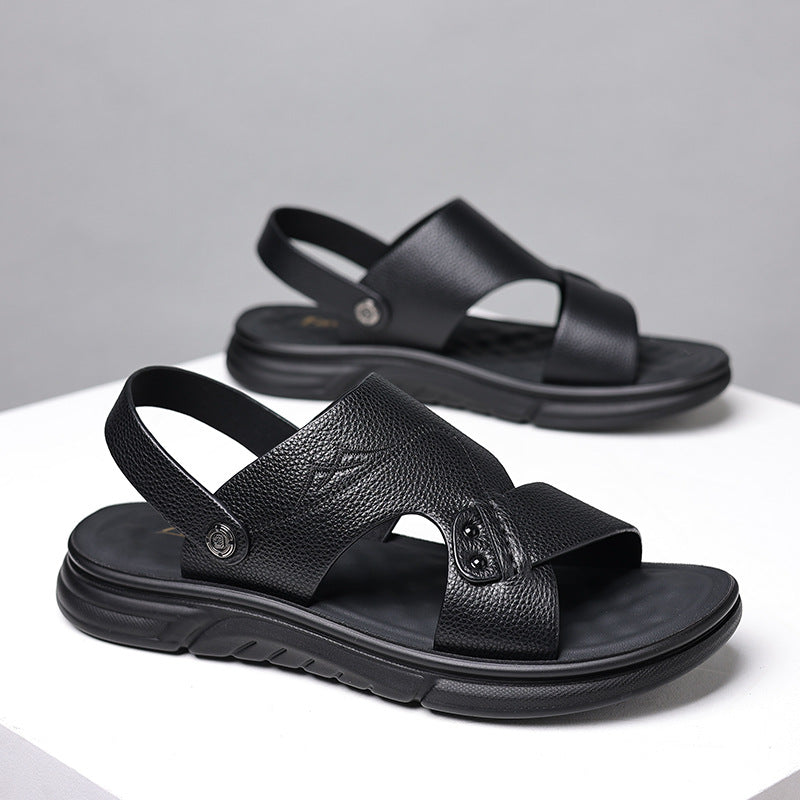 Sandals for Men 2026 Summer New Style Casual Genuine Leather Men's Sandals First-Layer Cowhide Beach Shoes for Men Factory Direct Sales