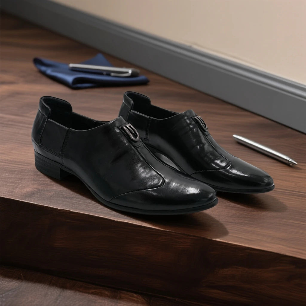 2025 Spring and Autumn New Men's Business Formal Leather Shoes New Height Increasing High-End Leather Shoes Men's British Pointed Toe Shoes