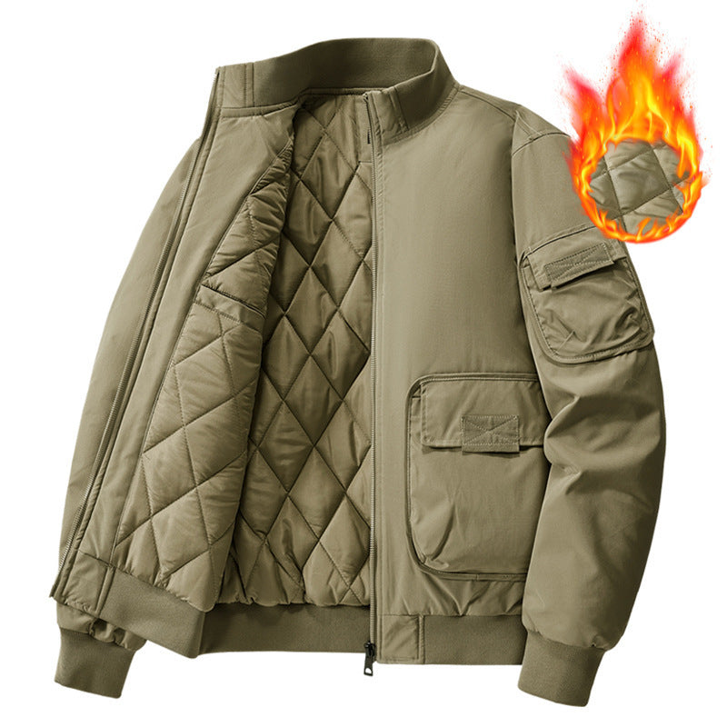 Flying Suit Men's Jacket Cotton Coat Autumn and Winter American Retro Loose Casual Middle-aged Casual Jacket Cotton Coat Coat