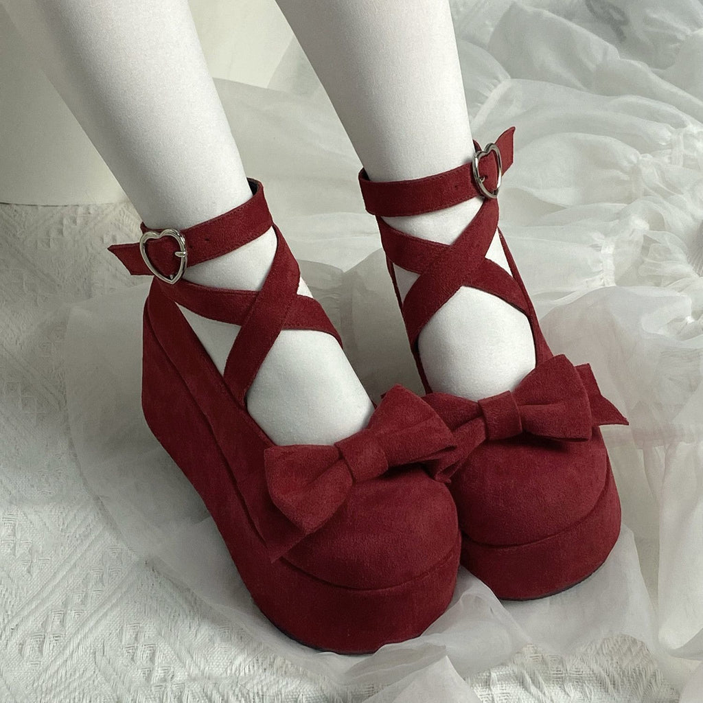 2025 New Thick Pine Cone High Heels with Double Waterproof Platform, Height-Increasing, Elegant, Artistic, Sweet, Original Women's Shoes