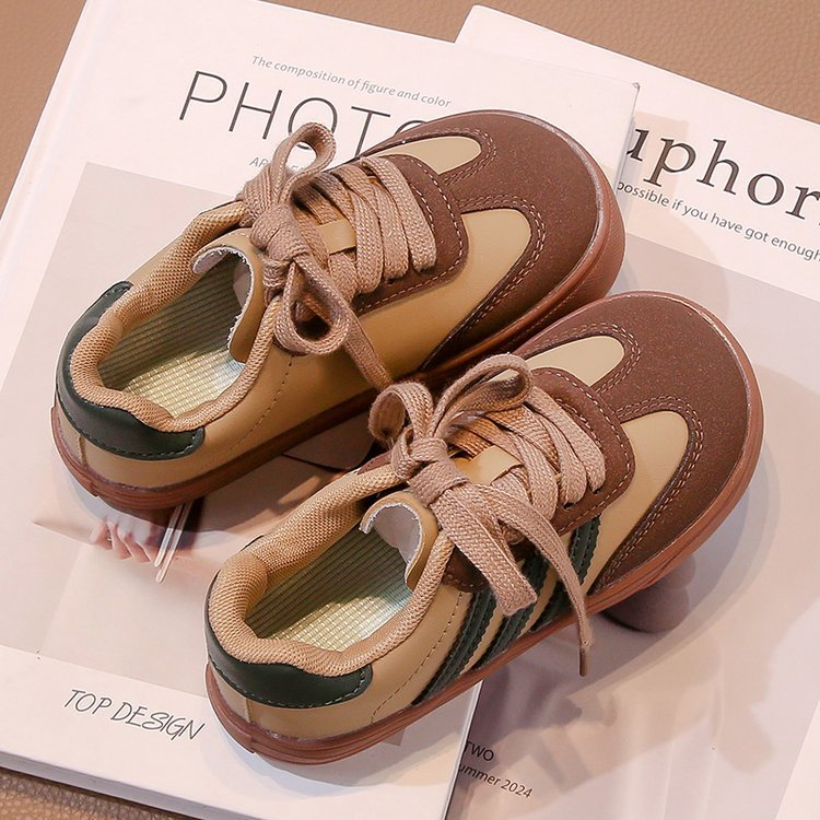 Children's Sports Shoes 2026 Spring and Autumn New Model Boys' Sneakers Breathable White Casual Shoes Kids' German Training Shoes