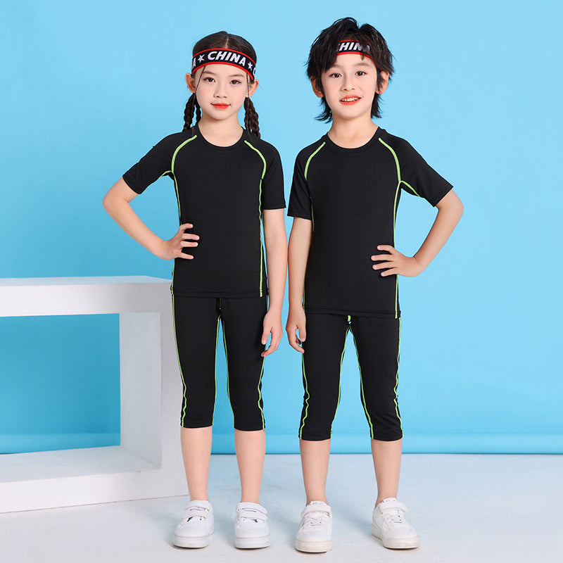 Children's Jump Rope Competition Quick-Drying Training Suit Custom Set, Tight-Fitting Clothing for Running, Football, Basketball, Comfortable Sportswear