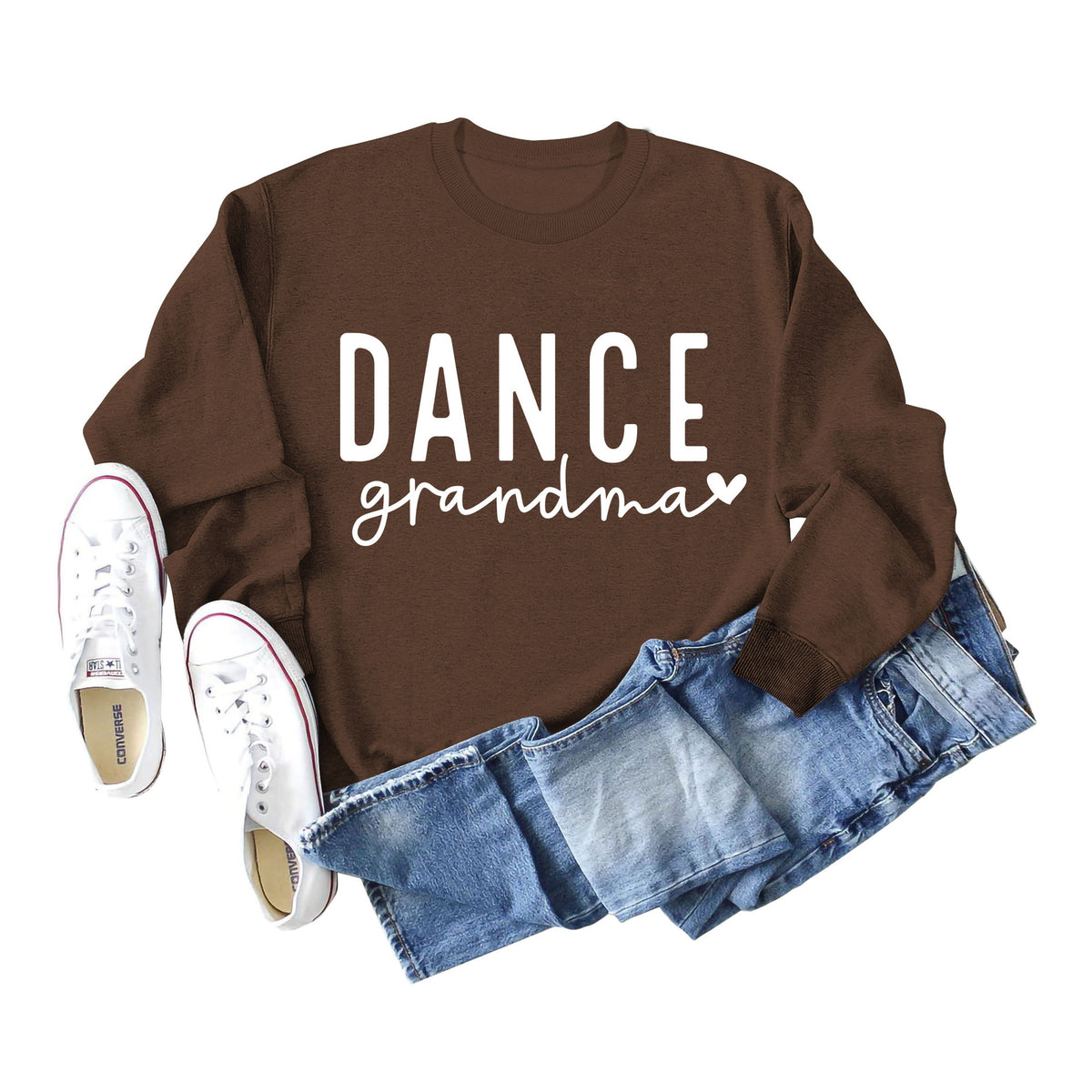 Amazon independent station Dance grandma love letter fashion loose round neck autumn and winter long sleeve sweater women