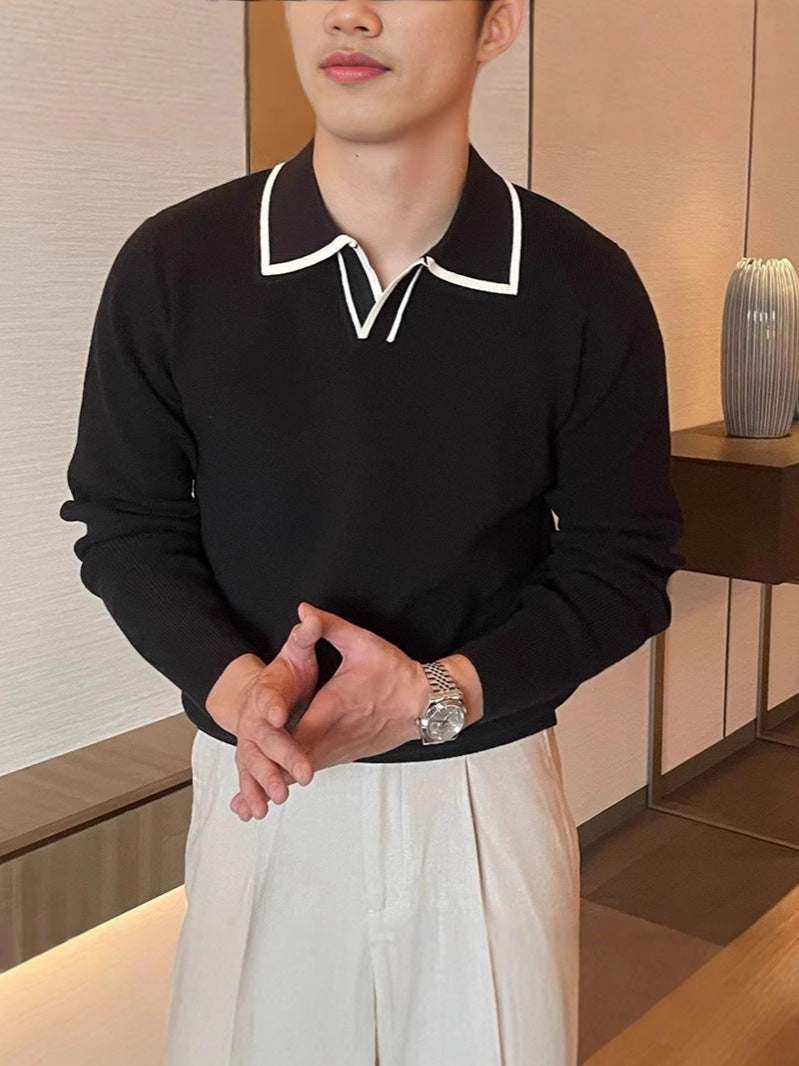 Light Mature Style Casual Lapel Sweater Men's Trendy Brand New Style Men's Warm Top for Autumn and Winter 2024