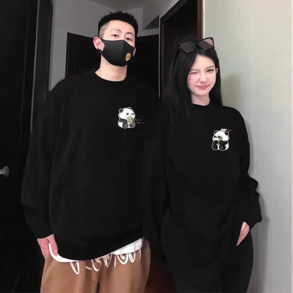 High-End Style Long-Sleeve Tops for Men and Women, Trendy Couple Outfits, Autumn and Winter Fleece Crewneck Sweatshirts, Fashionable Brand Class Uniforms