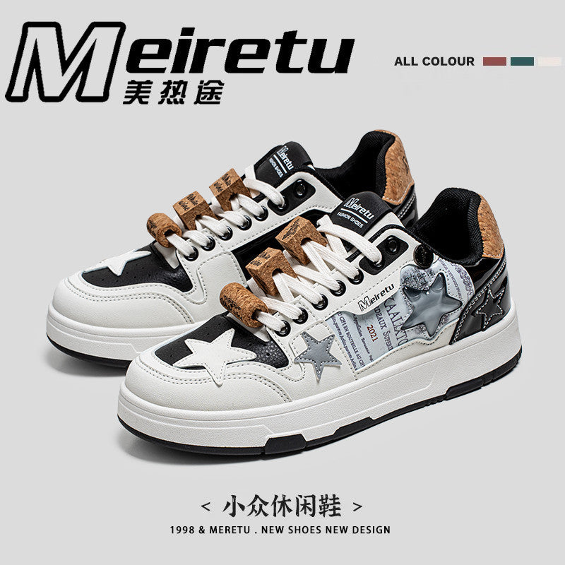 Meiretu Star Shoes Original Couple Shoes Men's and Women's Summer Versatile White Shoes 2025 New Men's and Women's Sneakers 982
