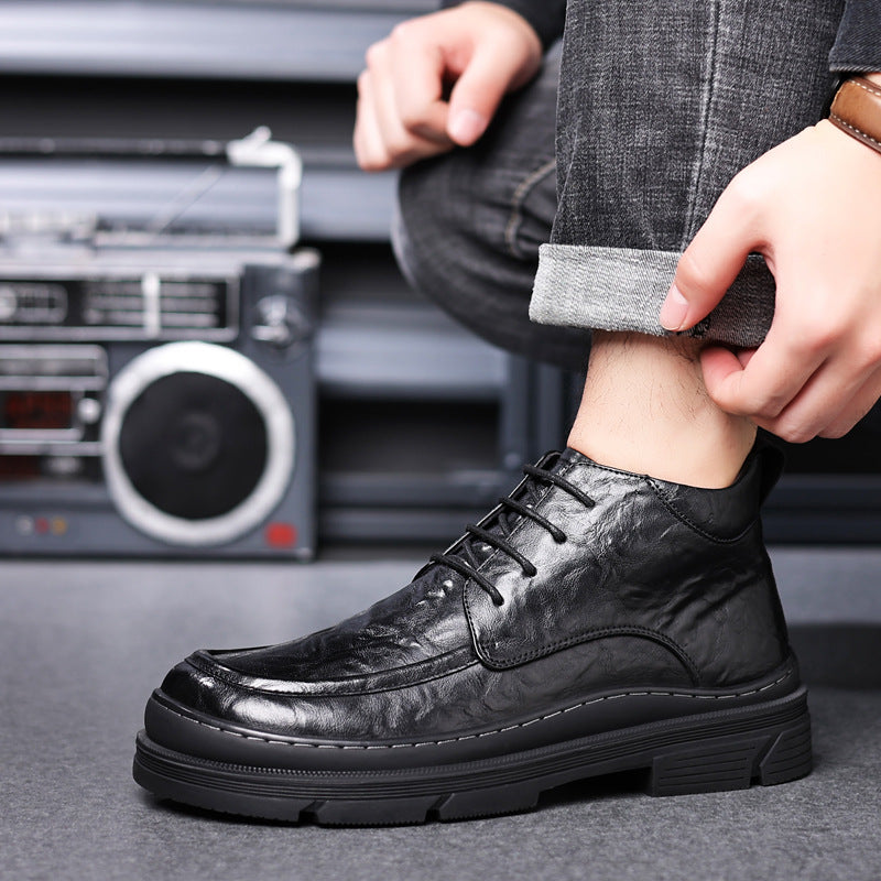 Work shoes men's autumn low-top versatile trendy breathable British style men's genuine leather casual leather shoes men