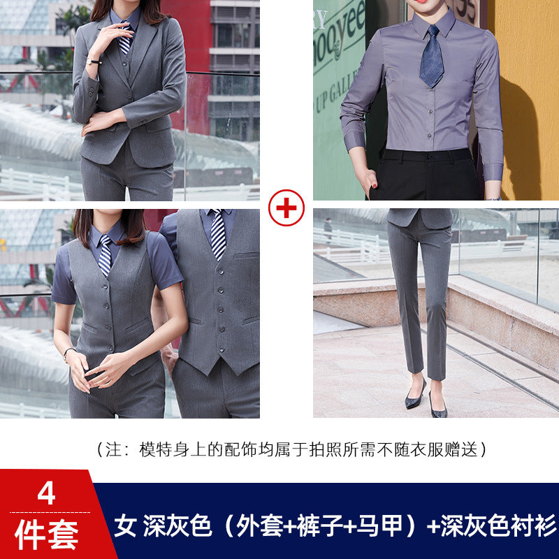 Two-button color spinning four-sided elastic treasure blue teacher suit suit men's and women's same style professional attire 4S shop suit wholesale