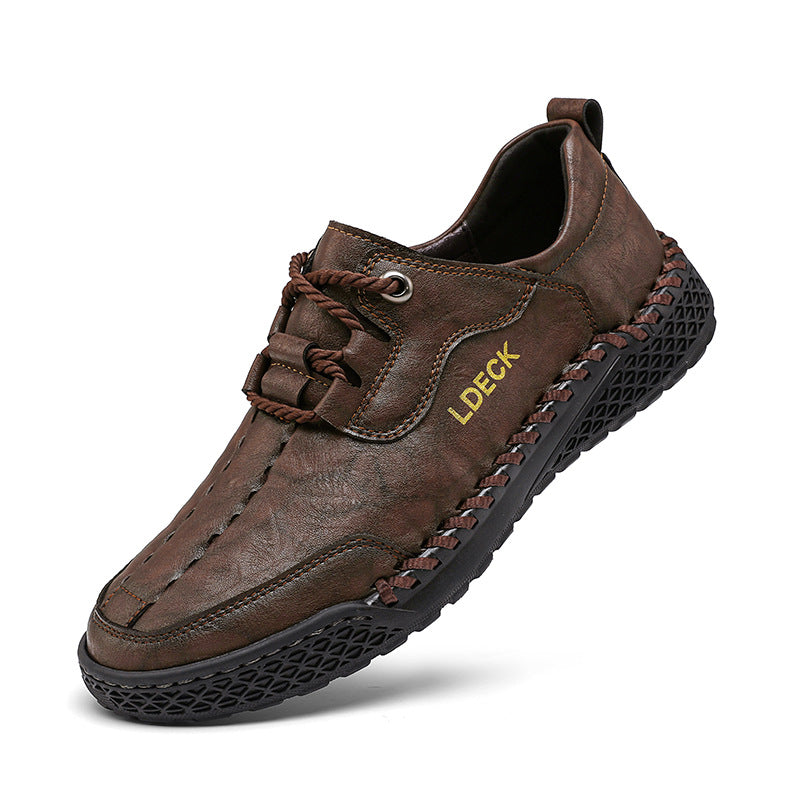 Cross-Border Independent Station Large Size Thick-Soled Outdoor Casual Leather Shoes for Men Amazon's Popular Men's Loafers Casual Men's Shoes