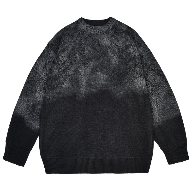 Cashew Flower Tie-Dye Sweater Men's Winter Ins Trendy Sweater Design Niche plus size Loose Round Neck Sweater