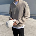 Autumn and Winter Casual Loose-Fitting Regular Half-Turtleneck Zipper Knitwear Men's American-Style Long-Sleeved Knitwear Solid Color Knitwear
