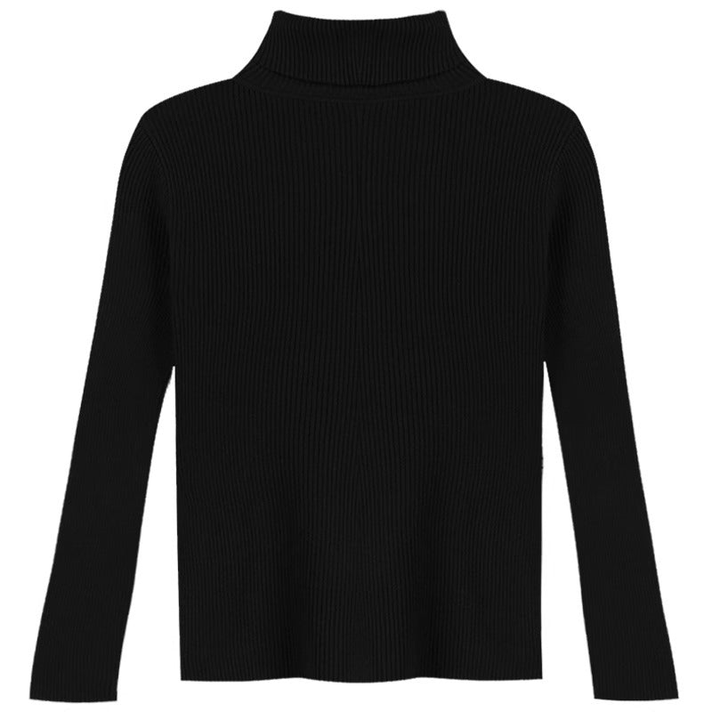 Western-style turtleneck black long-sleeved sweater women's autumn new slim-fit slimming inner sweater base shirt top
