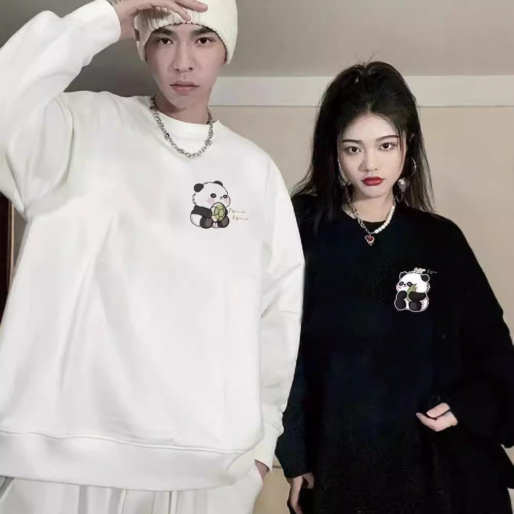 High-End Style Long-Sleeve Tops for Men and Women, Trendy Couple Outfits, Autumn and Winter Fleece Crewneck Sweatshirts, Fashionable Brand Class Uniforms