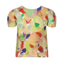 Miyake Design Niche Tops for Women Summer Thin Round Neck Slimming Look Pleated Printed Short-Sleeved T-Shirts for Women