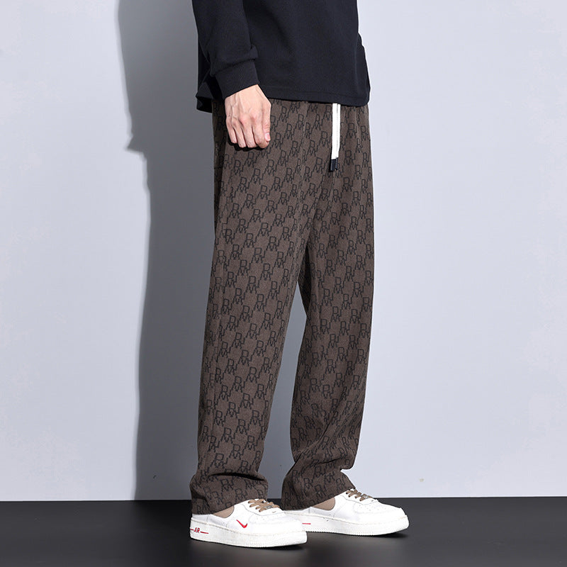 Casual Pants for Boys Spring and Autum Loose Tight Waist Long Pants Men's 2025 New American Fashion Brand Fashion Straight Pants