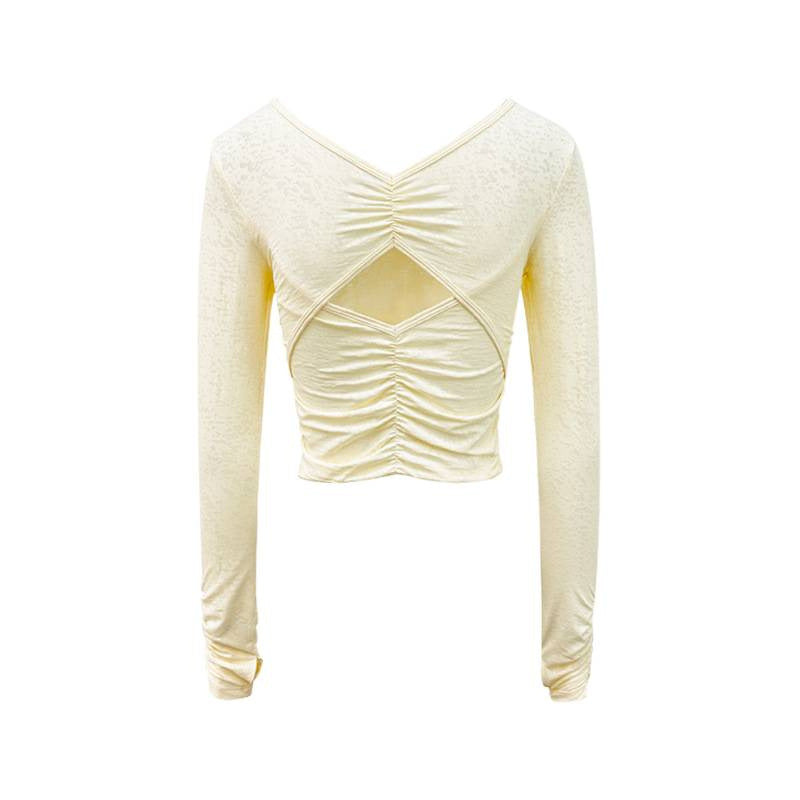 Yoga Wear for Women Summer Cross-Border New Style Cut Out Beautiful Back Sports T-Shirt Tops Sports Outdoor Fitness Long-Sleeved Blouses