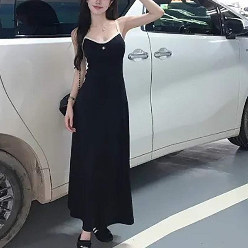 French Style Hip Dress Women's Summer New Fashion Casual A- line Stripe Slim-fit Slimming Sling dress
