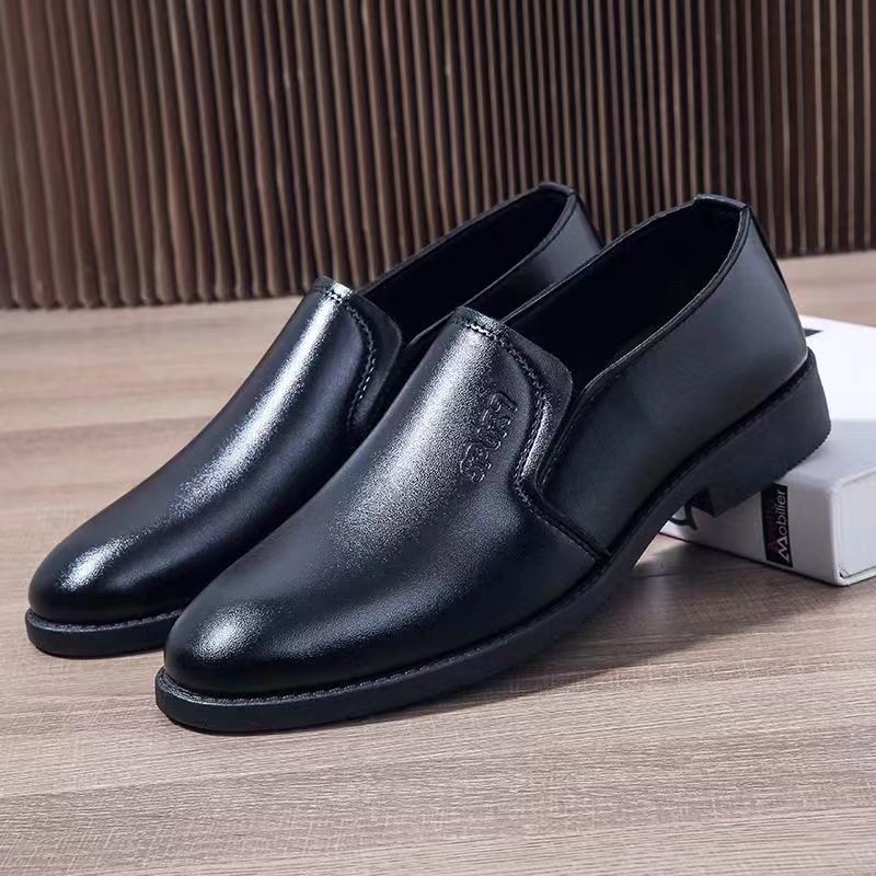 [Real Soft Leather] New Fashionable and Versatile Formal Leather Shoes for Dad, Men's Leather Shoes, Business Work Security Shoes