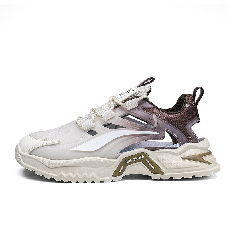 2025 New Summer Men's Sports Shoes for Students, Breathable Mesh Popular Mecha Hollow Frame Casual Sports Shoes