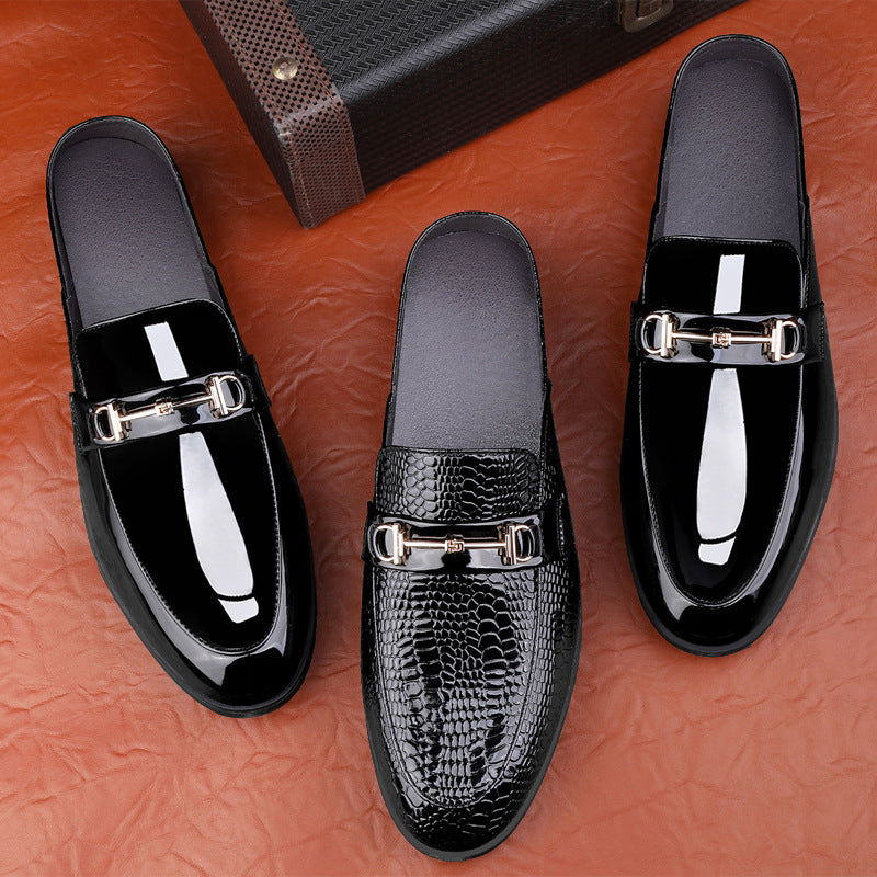 Cross-Border Large Size Men's Loafers, 26 Styles, Summer Fashion Trend, Breathable Slip-On Men's Snake Print Half-Slip Loafers