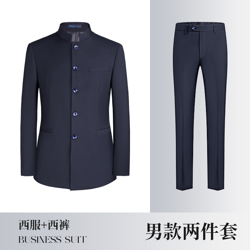 Gray Business Attire for Men and Women, Autumn and Winter Slim Business Bamboo Pattern Suit, Women's Trousers and Vest