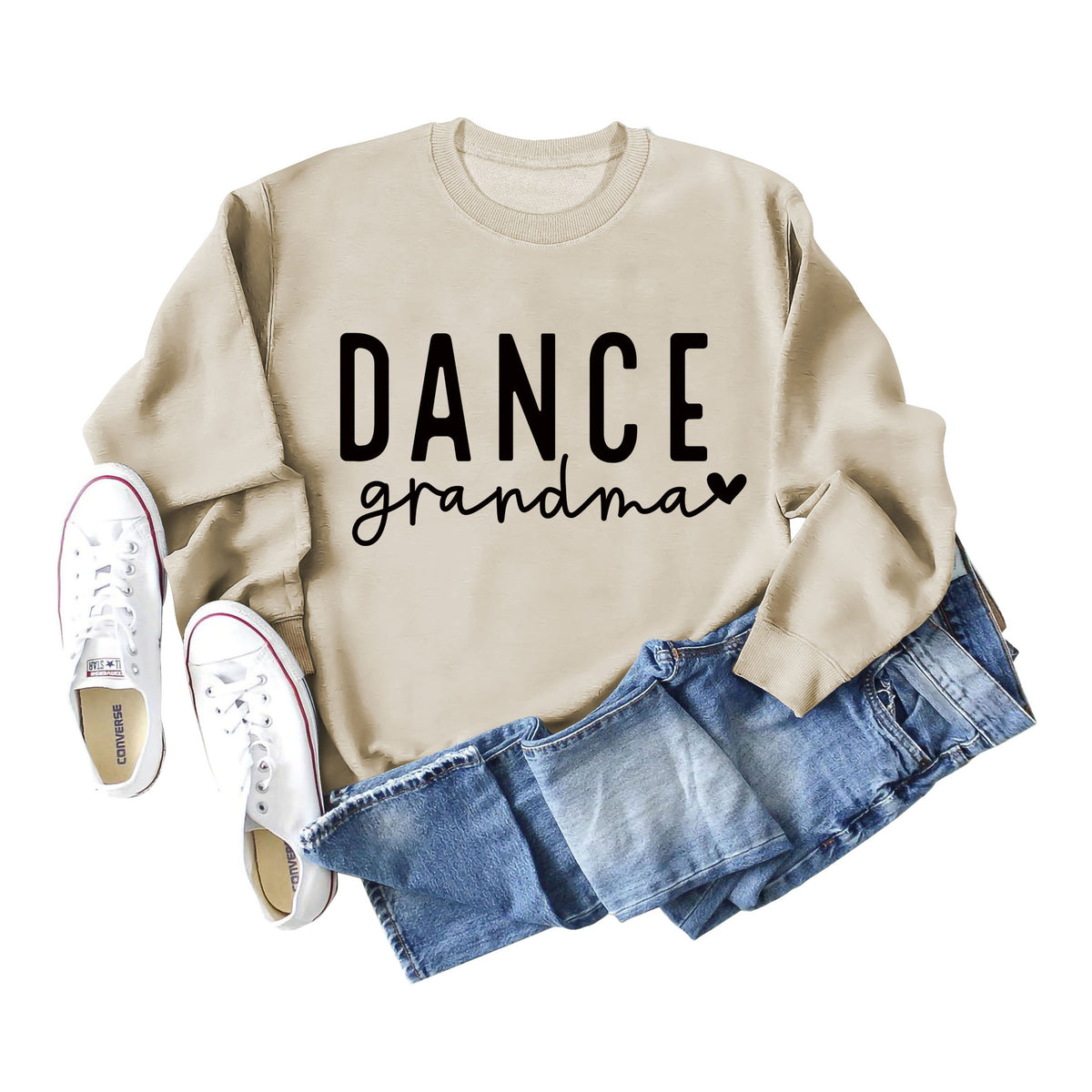 Amazon independent station Dance grandma love letter fashion loose round neck autumn and winter long sleeve sweater women