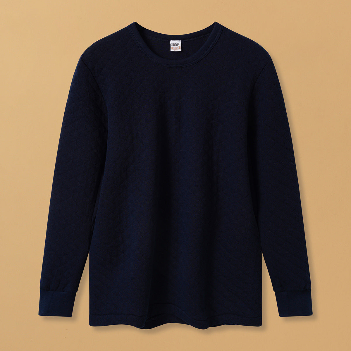 Yiershuang Men's and Women's Warm Cotton Single-piece Three-layer Round Neck Long-sleeved Shirt Trousers Air Cotton Thermal Underwear Thickened