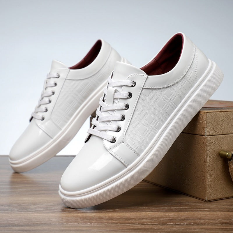 Men's Formal Fashion Pointed-Toe Patent Leather Low-Top Business Casual Shoes with Laces and Shiny Finish for Men 2501