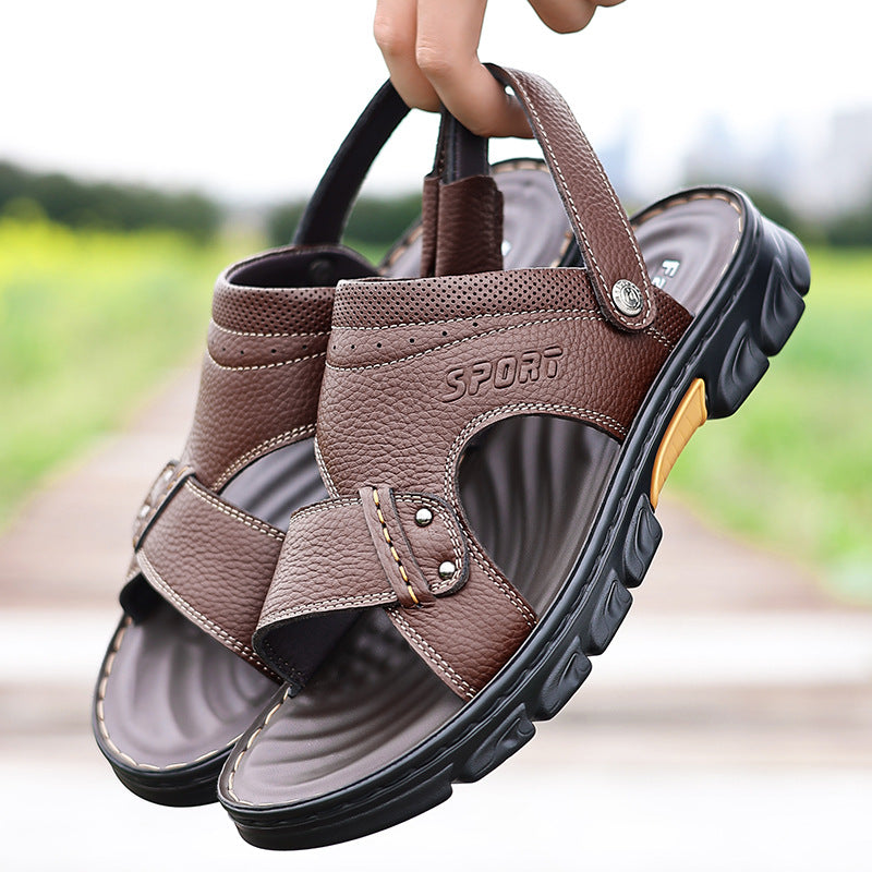 Men's sandals 2024 Summer new men's outdoor sandals outdoor fashion leather sandals factory direct one-piece delivery
