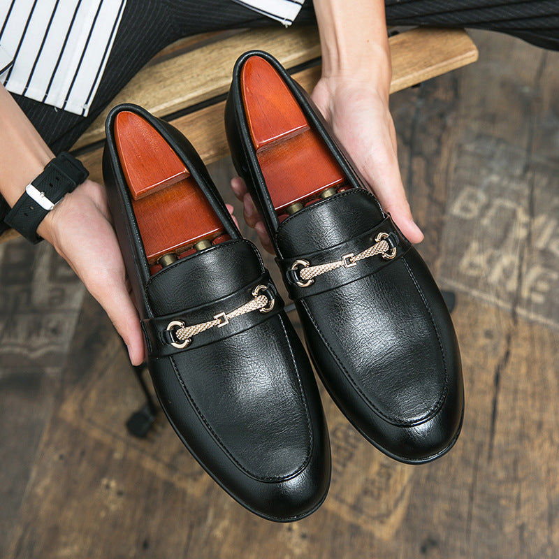 Cross-border plus size loafers loafers low-top business British one-step legged beanie stylist men's shoes wholesale