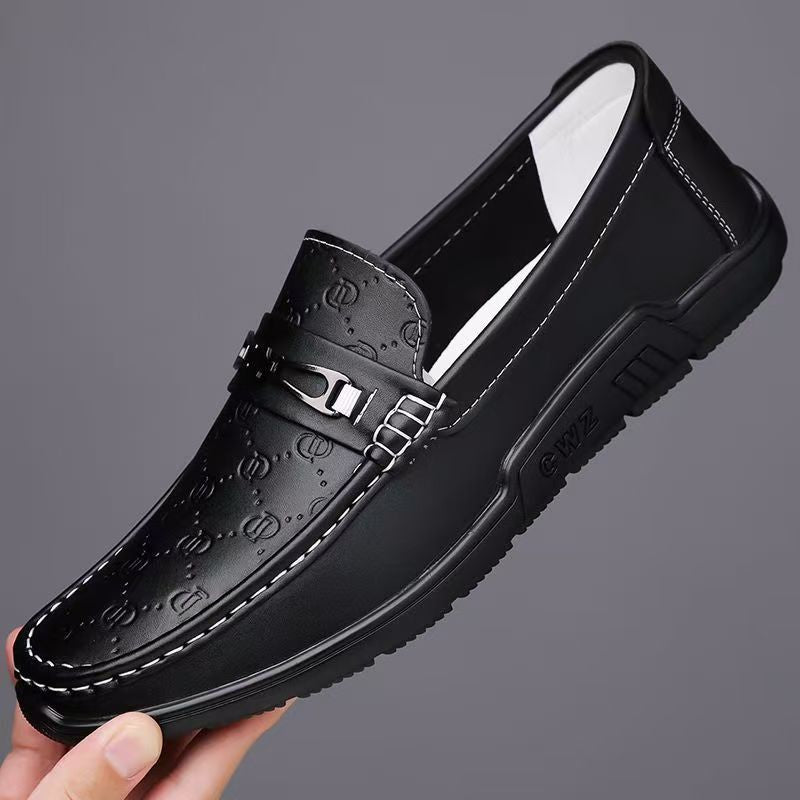 Men's Shoes 2025 New Summer Style Cowhide Loafers Men's Genuine Leather Versatile Casual Slip-On Shoes