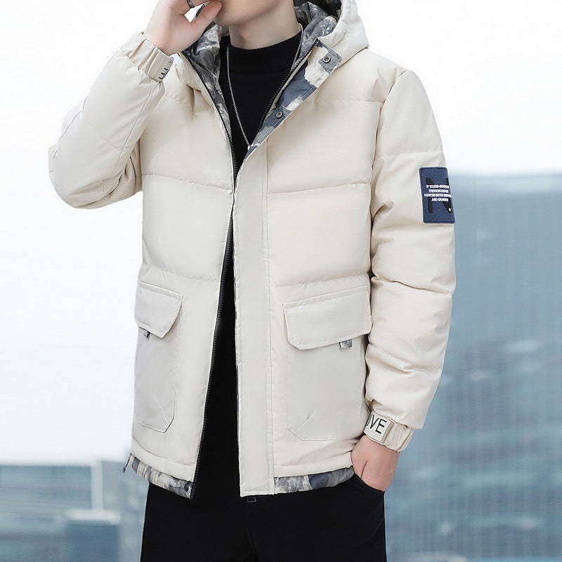 New Winter Casual Men's Warm Jacket Cotton-padded Coat Fashionable Cotton-padded Coat Thickened Top All-match Cotton-padded Coat Hooded Cardigan