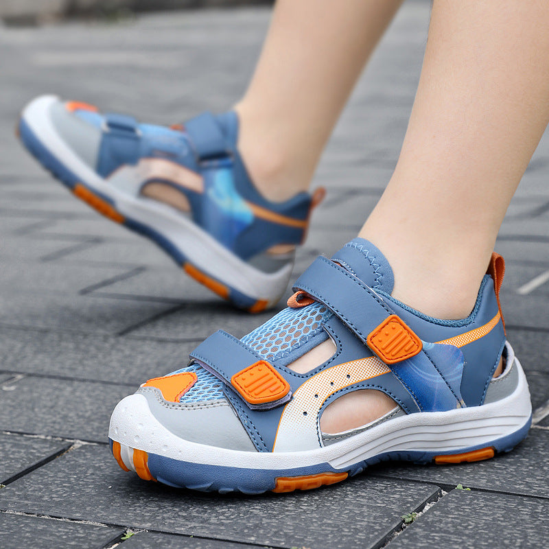 Boys Baotou Sandals Summer New Zhongda Boys Non-slip Soft Bottom Outdoor Beach Shoes Hollow Frame Shoes Wholesale
