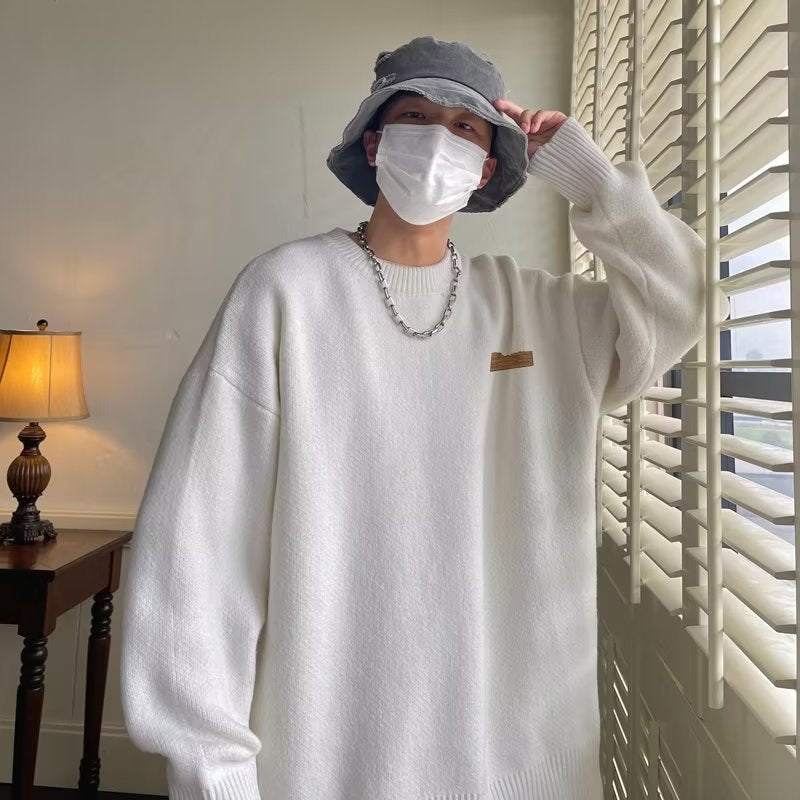2023 sweater men's winter lazy pullover sweater fashion brand loose bottoming sweater coat casual all-matching
