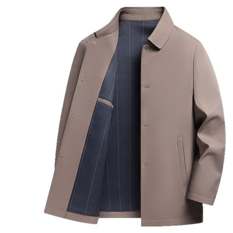 Men's Mid-length Coat Middle-aged Business Casual Lapel Solid Color Executive Jacket Coat Men's 2025 Spring New