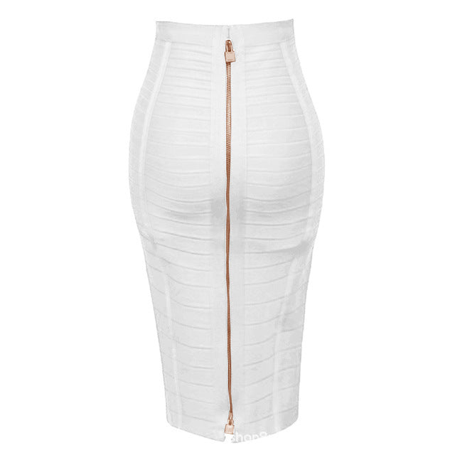 Bandage Skirt Stripesd Zipper Double-Open Sexy High-Waist Hip Skirt Skirt