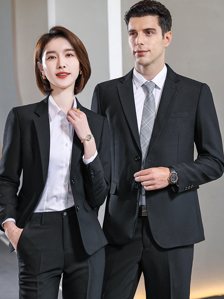 Sapphire blue suit men and women commuting high-end professional temperament civil servant interview suit large size hotel work clothes