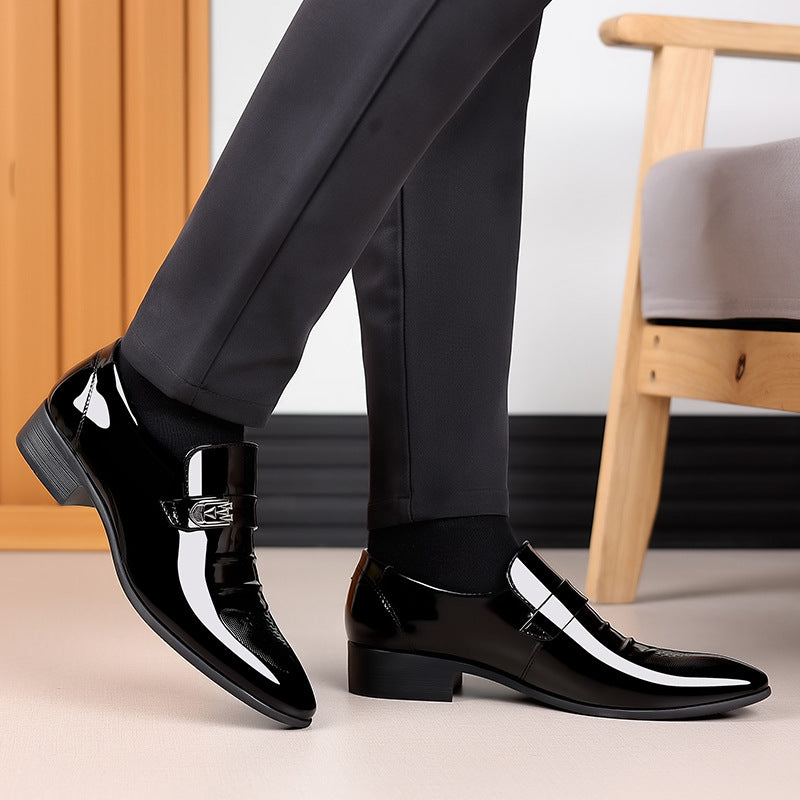 Men's Leather Shoes New Business Formal Casual Spring and Autumn Breathable Men's British Korean Style Pointed Toe Groom's Wedding Shoes